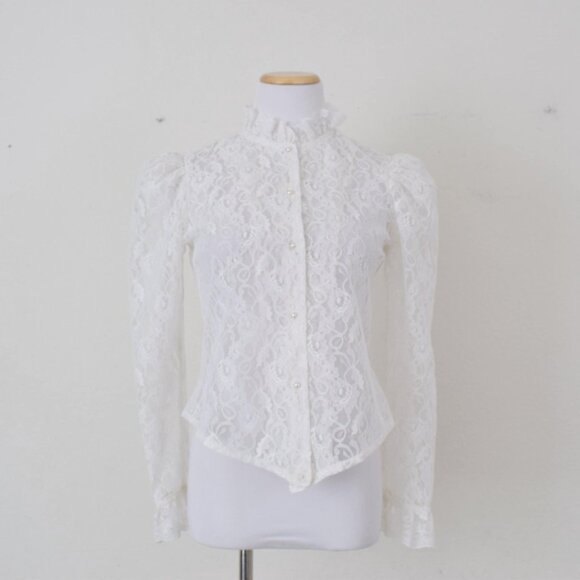 Vintage Victorian Lace Poets Blouse‎ - Picture 2 of 10